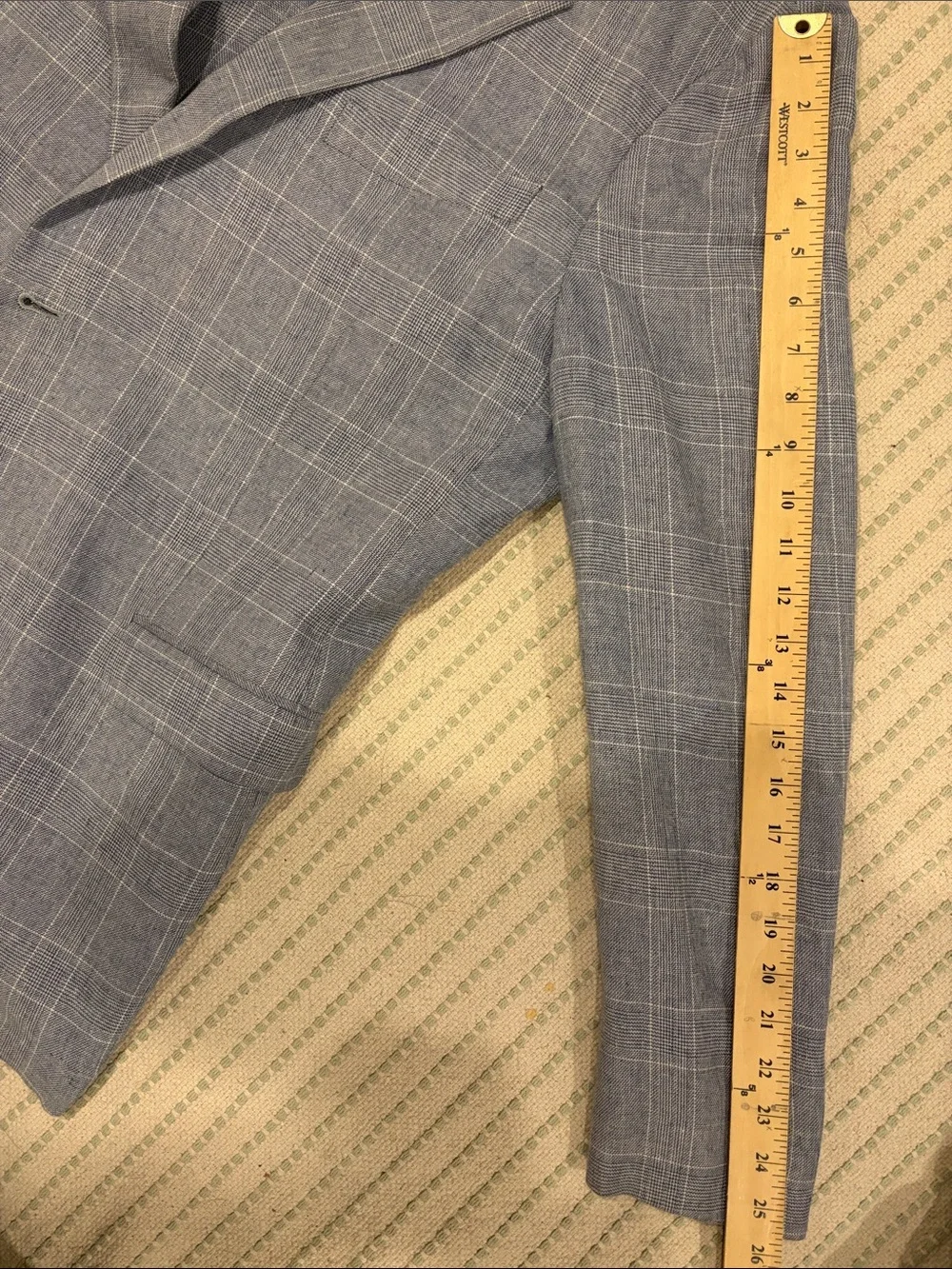 Banana Republic Linen Blend Grey/Blue/White Window Pane Suit